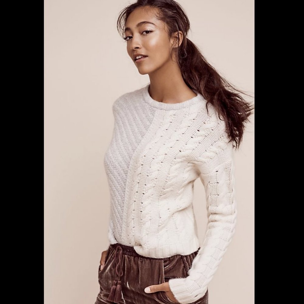 NWT ANTHROPOLOGIE Shae Cabled Pullover Sweater